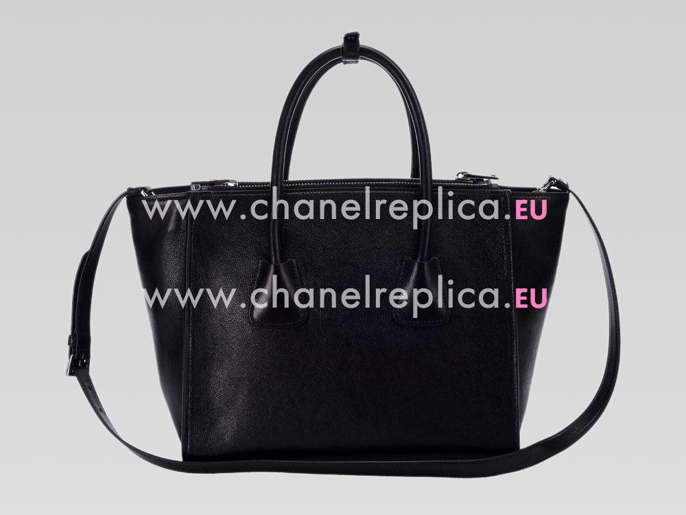 Prada Glace Calfskin Triangle Logo Handhand Black P467348