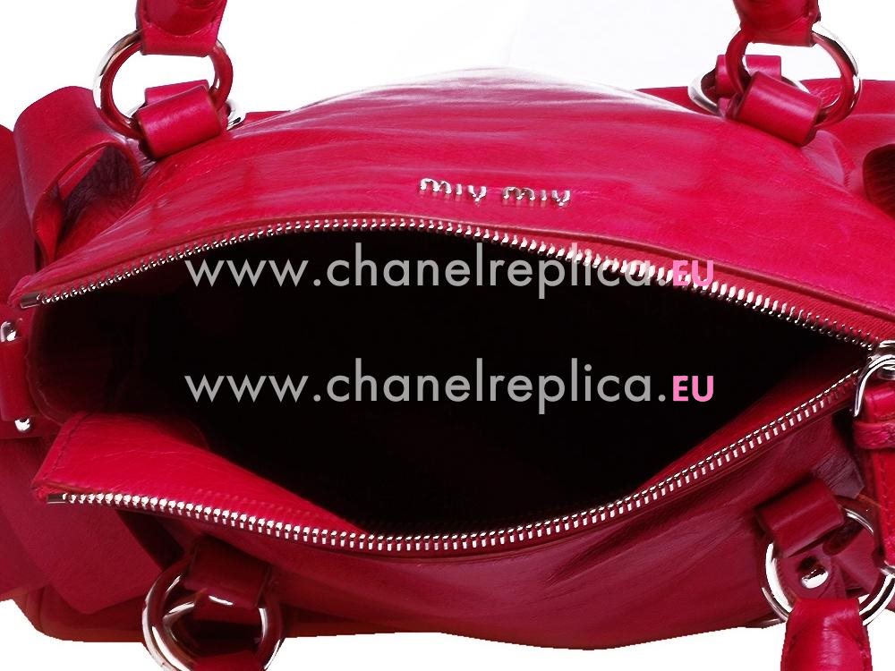 Miu Miu Vitello Lux Calfskin Bow Bag Peach Red MU5551