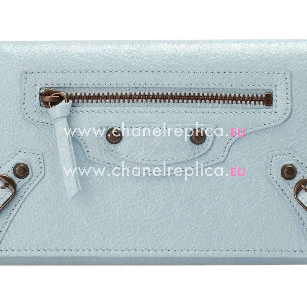 Balenciaga Giant Money Lambskin Silvery Hardware Wallets CandyPink Blue B2055138