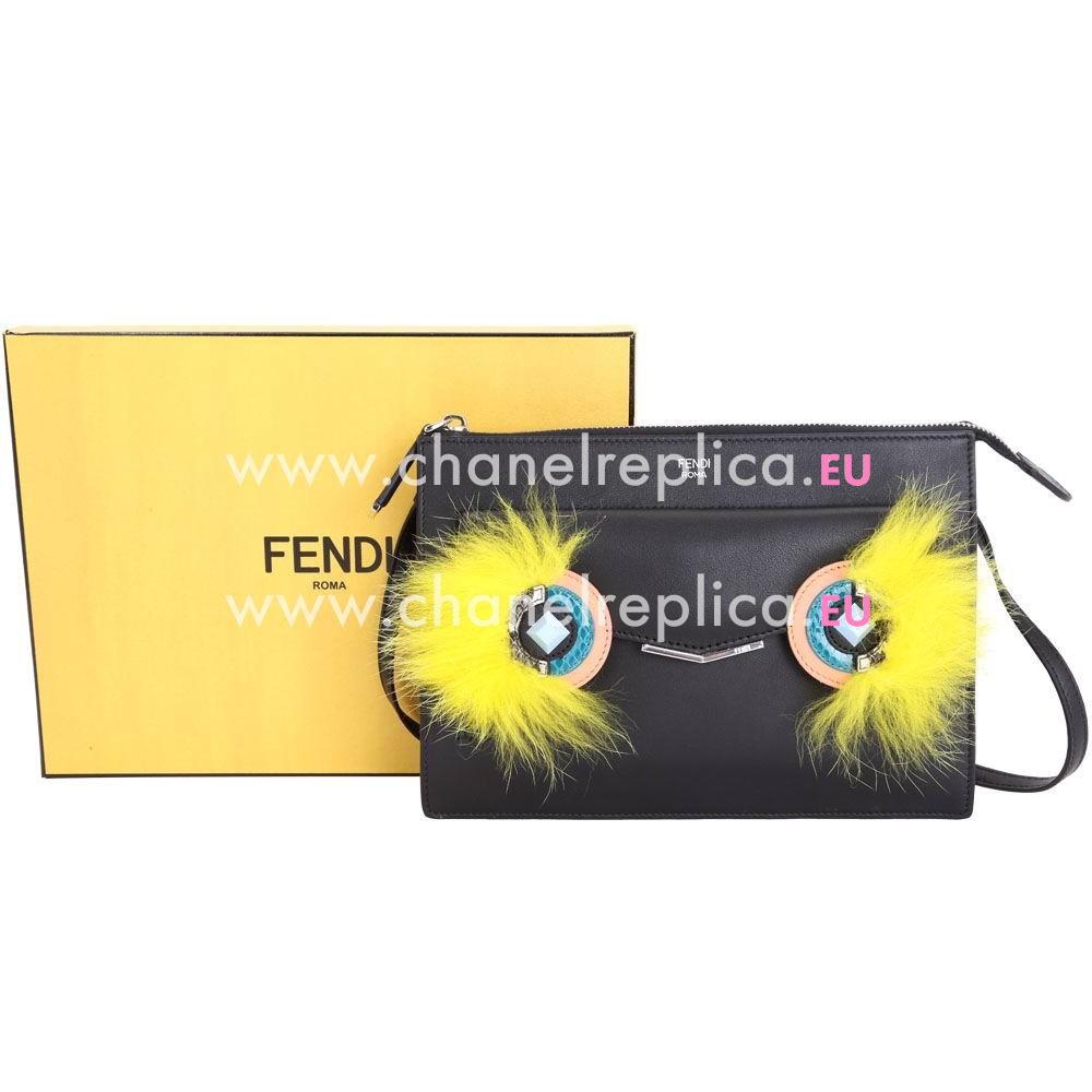 FENDI 2jours Bag Bugs Calfskin Bag Black F7041406