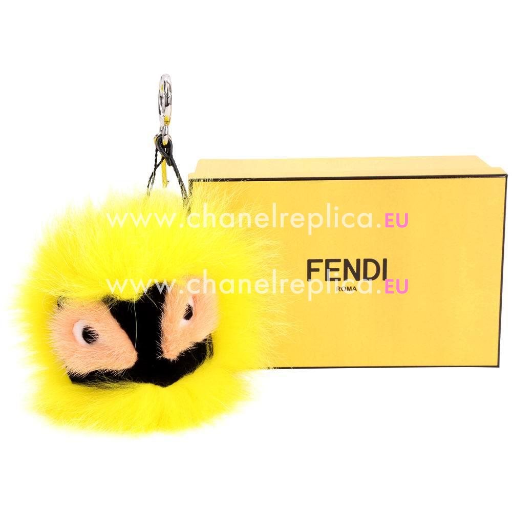 FENDI Flashy Bag Bugs The Fox Pandent Black/Yellow F6122805