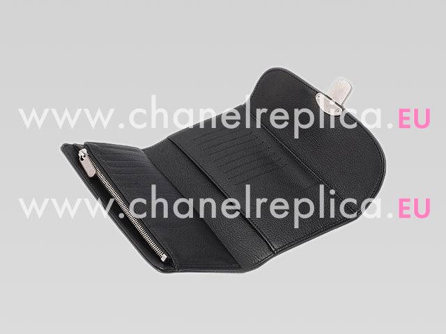 LOUIS VUITTON MAHINA LEATHER AMELIA WALLET IN NOIR M58074