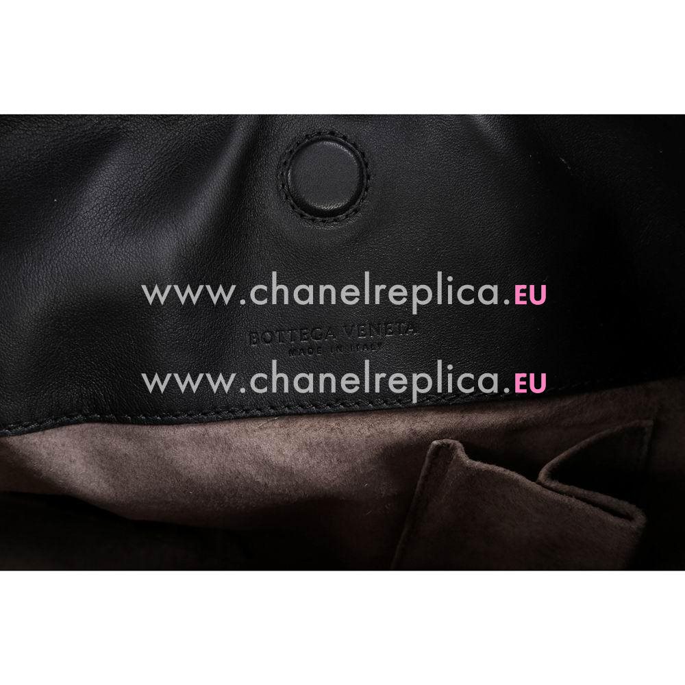 Bottega Veneta Campana Nappa Leather Woven Hand Bag Black BV7022801