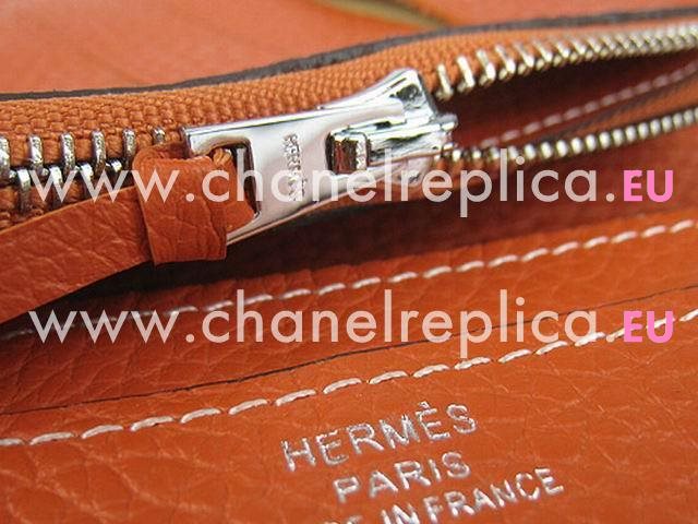 Hermes Dogon Clemence Leather Wallet In Orange HL.001C