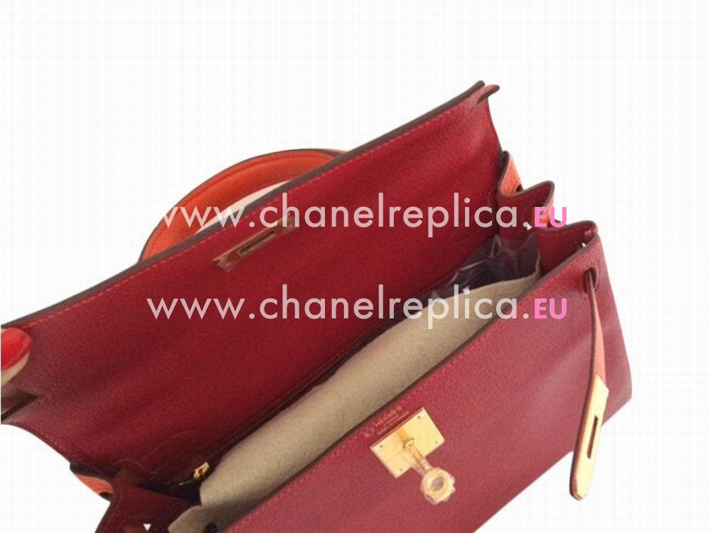 Hermès Kelly Rouge Casaque Orange Chevre Leather Gold Hardware Handbag HK1028DGG