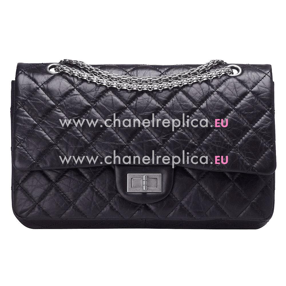 Chanel Jumbo Aged Calfskin Bag in Black(Antique-Silver) A12456AS