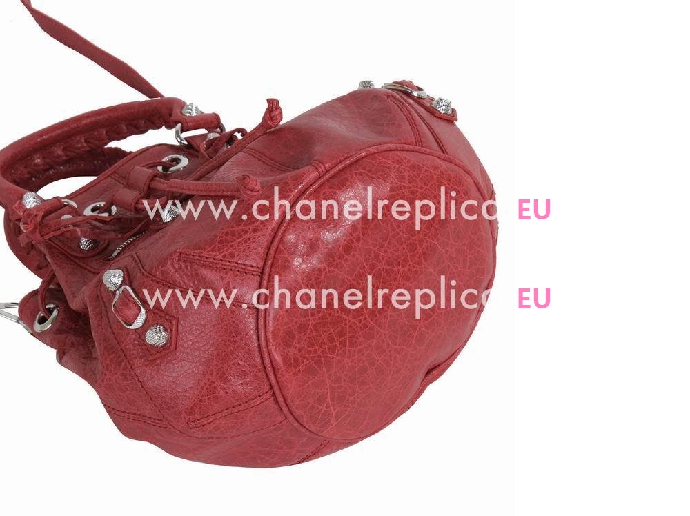 Balenciage Pomple Lambskin Silvery hardware Classic Mini Bag Scarlet B4545428