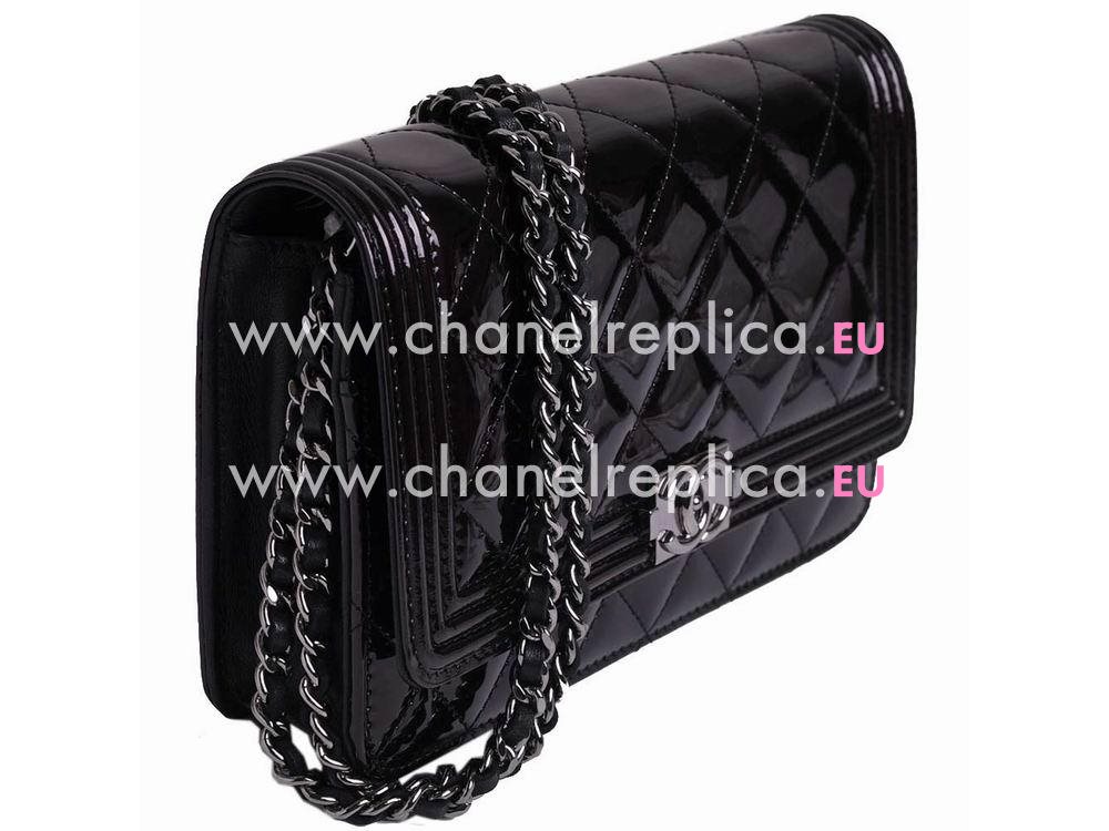 Chanel 2014 Boy Collection Mini Patent Chain Bag Black A68911
