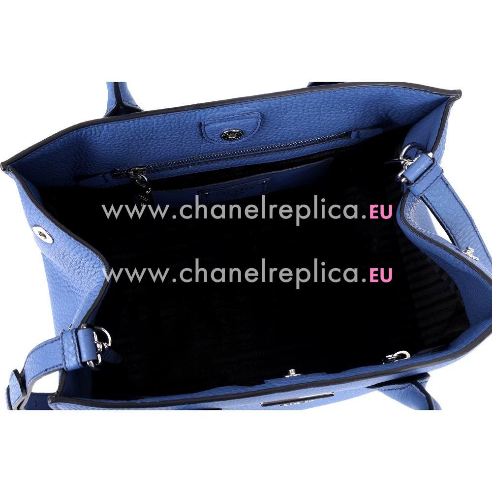Prada Vitello Daino Triangle Logo Calfskin Should/hand bag Blue PR6101908