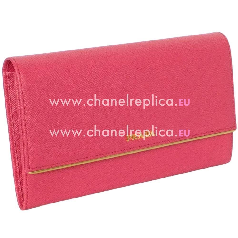 Prada Saffiano Patina Gold Embossment Logo Cowhide Zipper Handle Bag In Rose Pink PR61017022