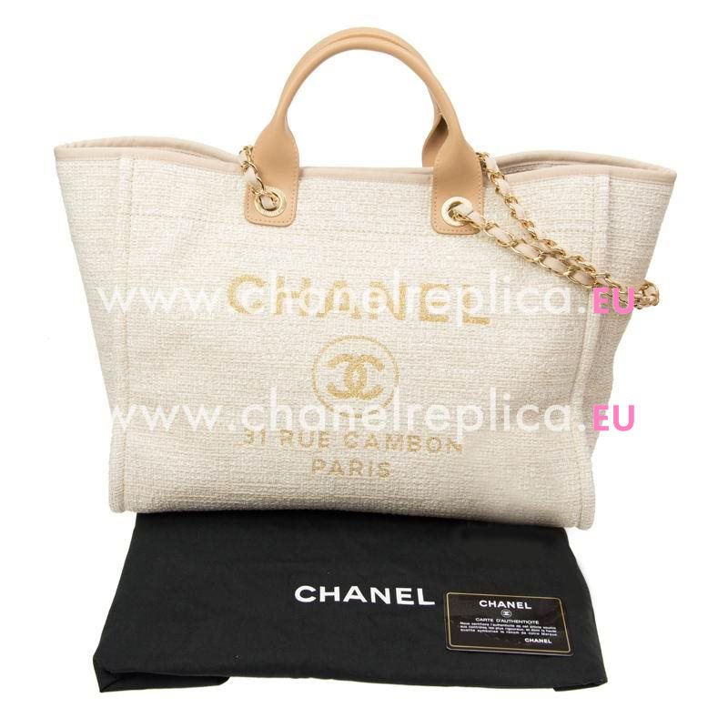 Chanel Deauville Double CC LOGO Denim Canvas Calfskin Gold Chain Bag A66941DGOLDGP
