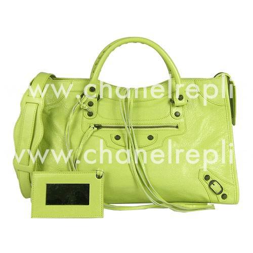 Balenciage City Lambskin Aged Brass hardware Classic Bag Yellow Green B2654985