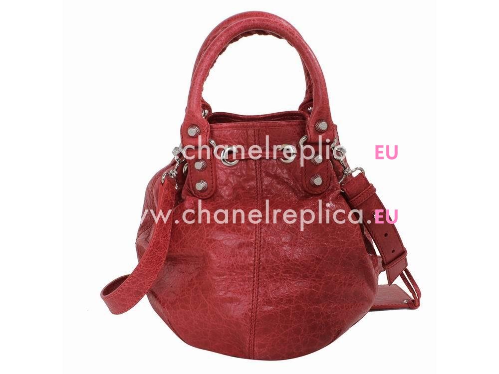 Balenciage Pomple Lambskin Silvery hardware Classic Mini Bag Scarlet B4545428