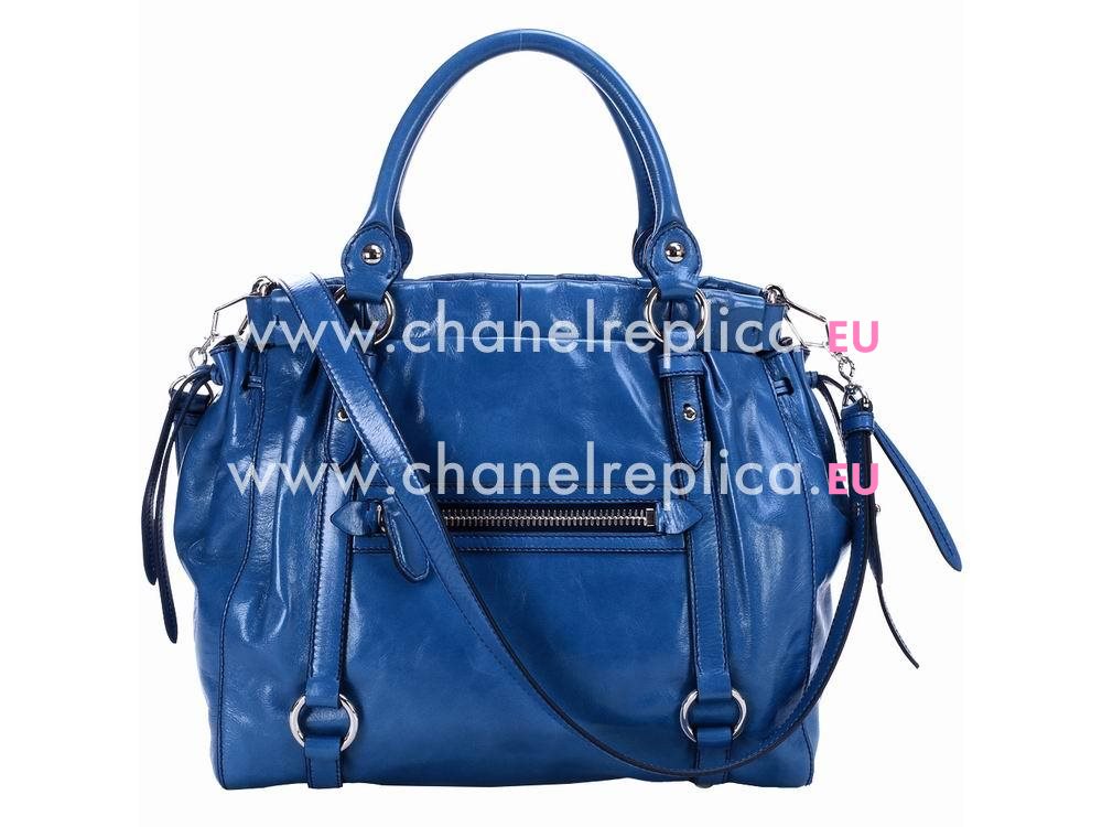 Miu Miu Vitello Lux Shiny Calfskin Shoulder Bag In Blue RN0956
