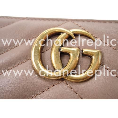 Gucci GG marmont Calfskin Zipper Wellets In Pink Camel G5464B30