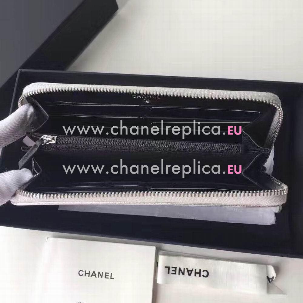 Chanel CC logo Calfskin Long Wallet Silvery C6120617