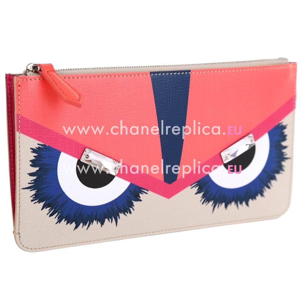 FENDI Monster Eye Cowhide Leather Handle Bag Pink F1548714