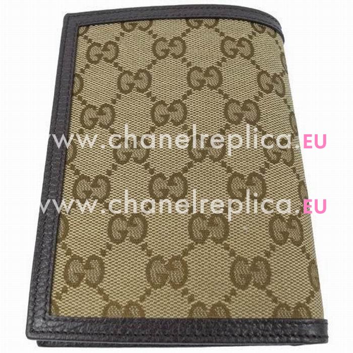 Gucci Classic GG Canvas Calfskin Wallet In Camel/Coffee G7041114