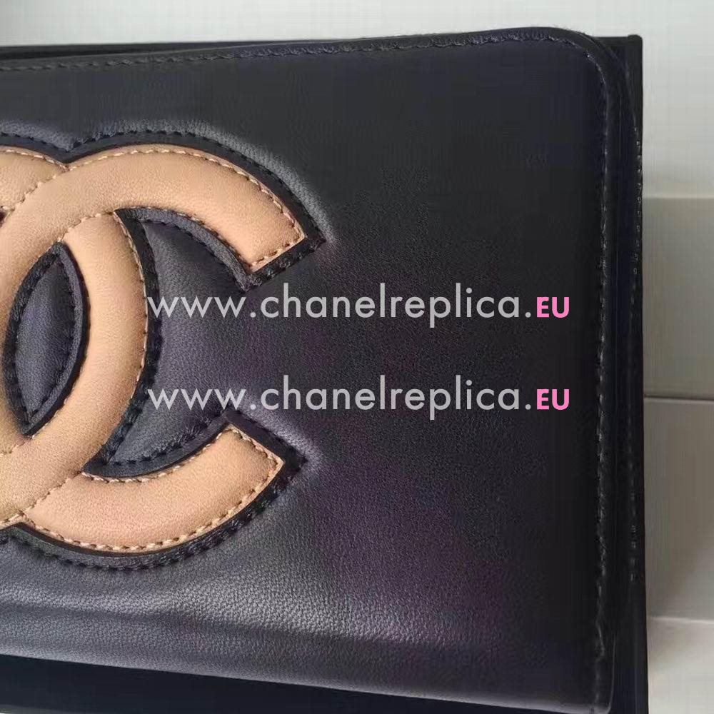 Chanel CC logo Calfskin Long Wallet Black C6120617