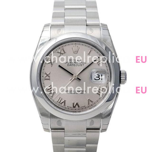 Rolex Datejust Automatic 36mm Stainless Steel Watch Roma Silvery R116200-7