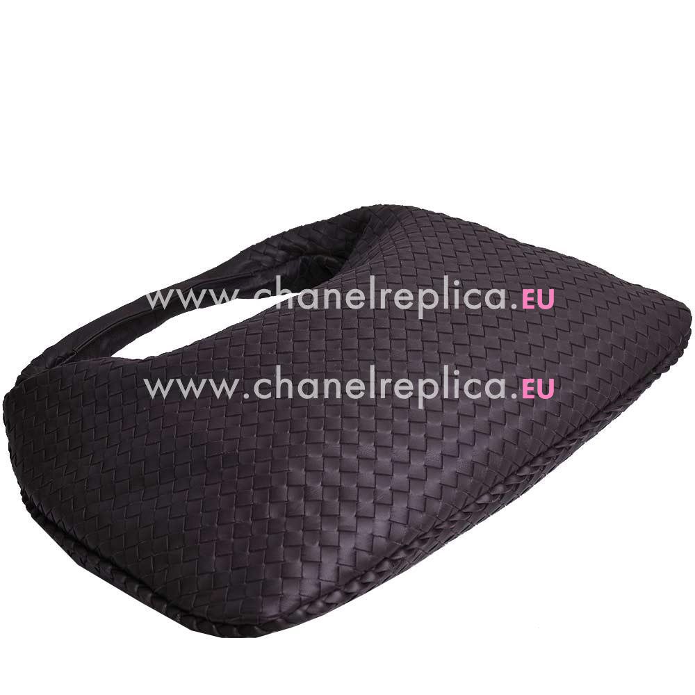 Bottega Veneta Classic Intrecciato Nappa Weave Falcate Shoulder Bag In Chocolate BV513778