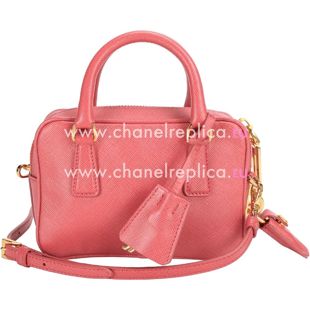 Prada Saffiano Lux Triangle Logo Mini Handbag Peach Pink PR53650