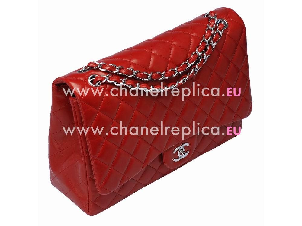 Chanel Marine Lambskin Maxi Bag Lipstick Red(Silver) A47600-81669