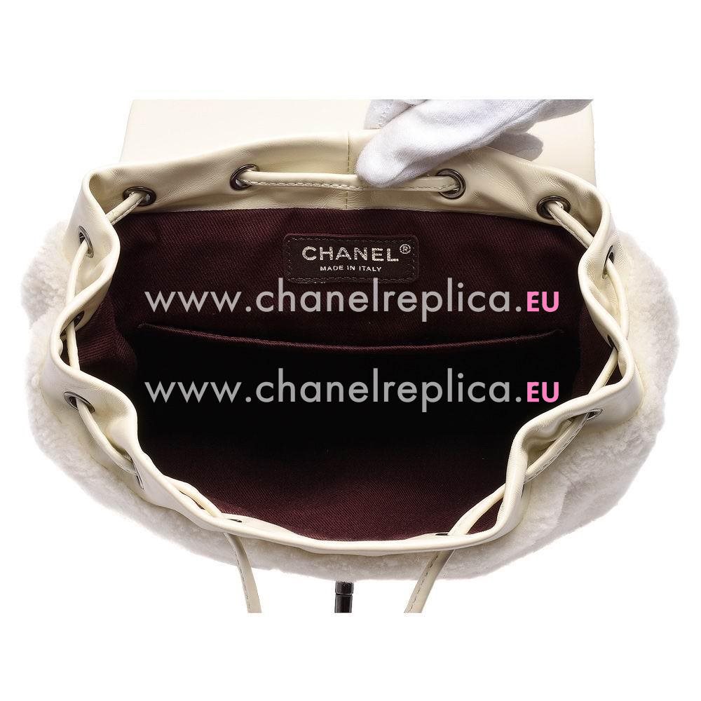 Chanel Calfskin Rhombus Backpack Creamy white C6111101