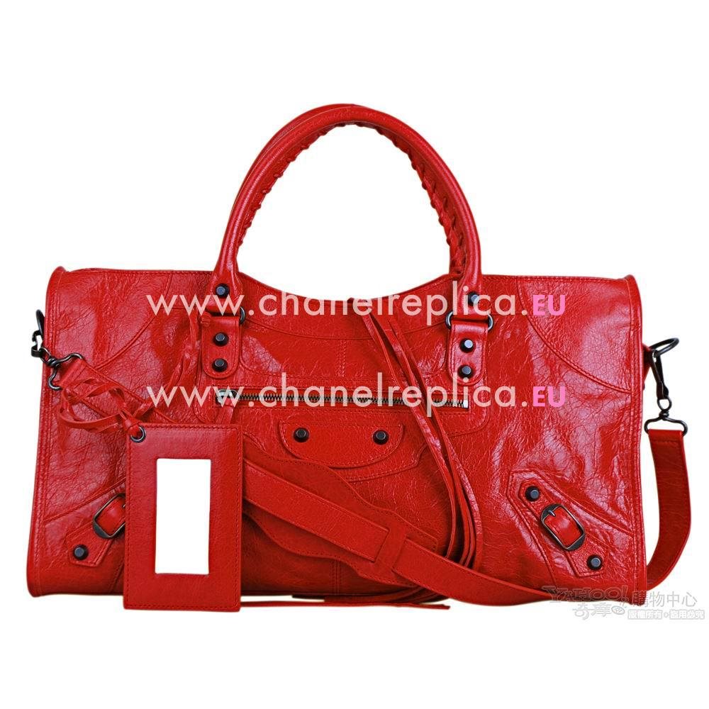 Balenciage Part Time Lambskin Aged Brass hardware Bag Red B4520205