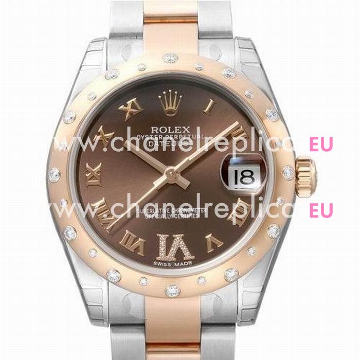 Rolex Datejust Automatic 37mm 18K Rose Gold Stainless Steel Watch Chocolate R178341