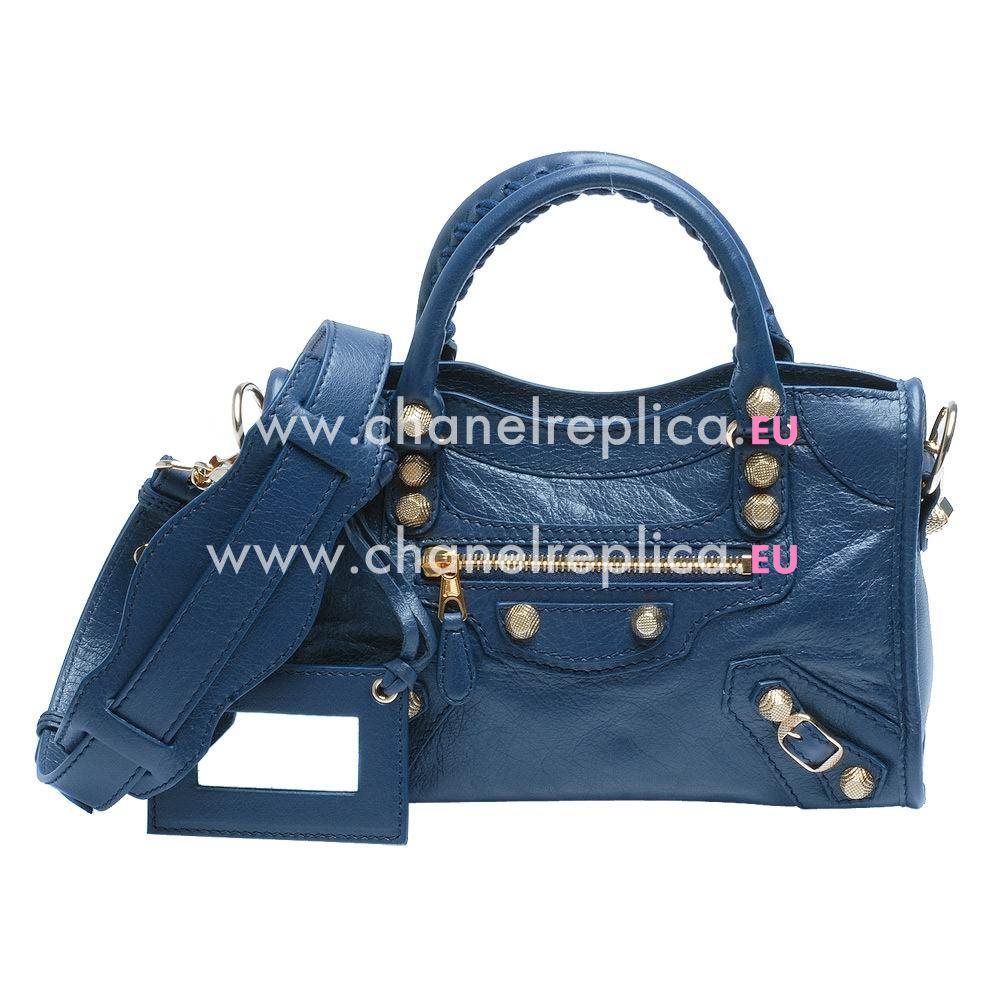 Balenciage City Lambskin Gold hardware Classic Mini Bag Blue B2055044