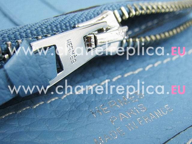 Hermes Dogon Clemence Leather Wallet Purse Light Blue HL001G