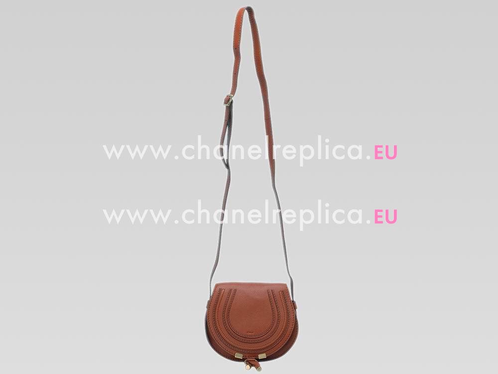 CHLOE Nano Marcie Calfskin Saddle Bag Whiskey Brown C457362