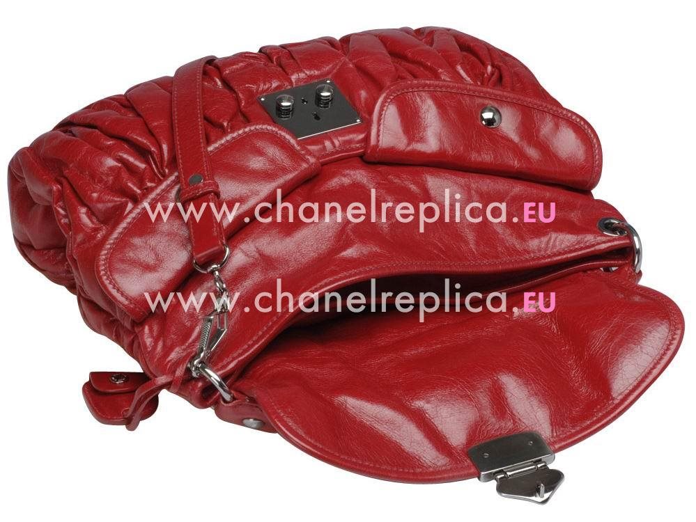 Miu Miu Matelasse Lux Nappa Leather Hobo Bag In Red RR1301