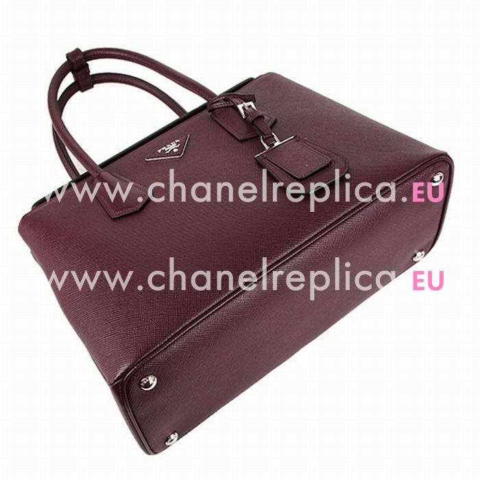 Prada Saffiano Cuir Small Double Tote Bag Wine Red BN2823-2A4A-F0403