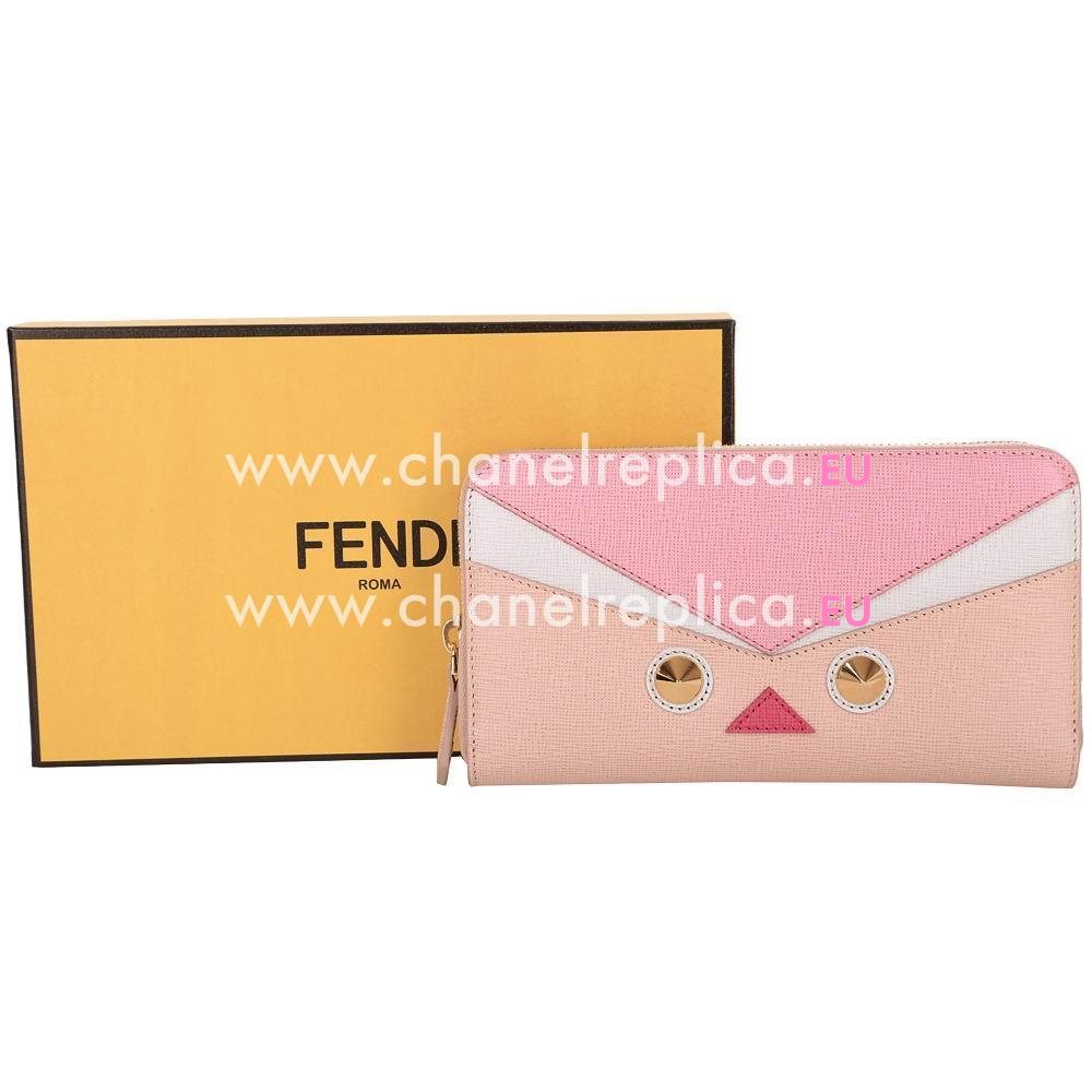 FENDI Qutweet Geometry Calfskin Wallets Pink F5971323