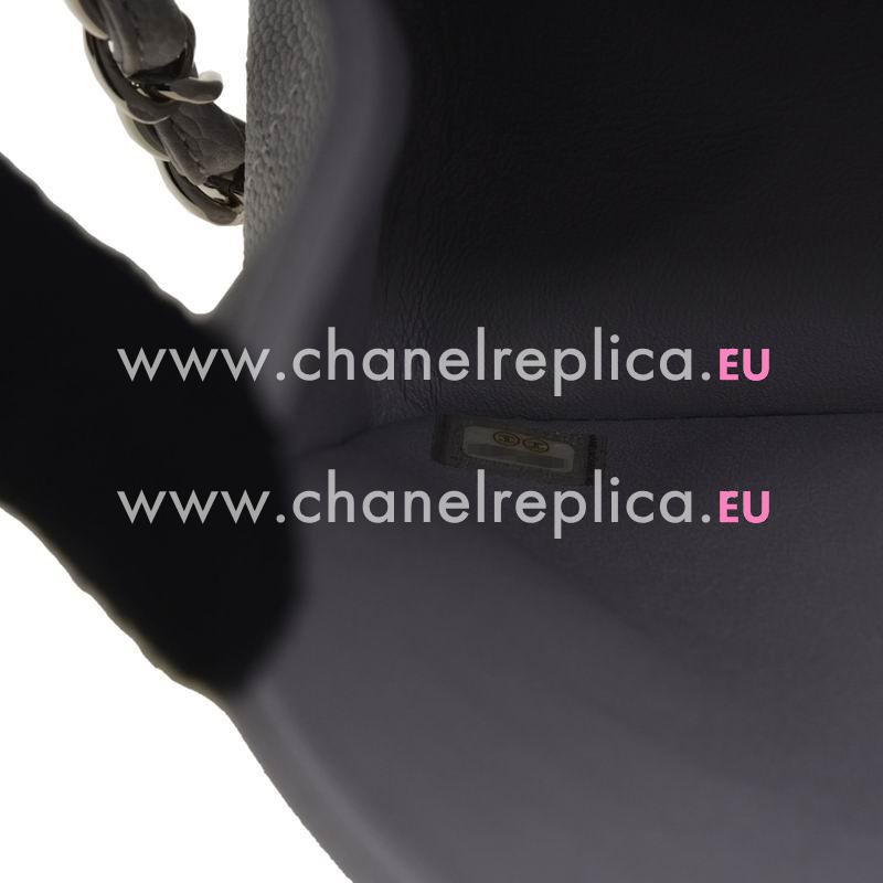 Chanel Caviar Leather Jumbo Size Coco Flap Bag Silver Chain Grey A58600CGPURSS