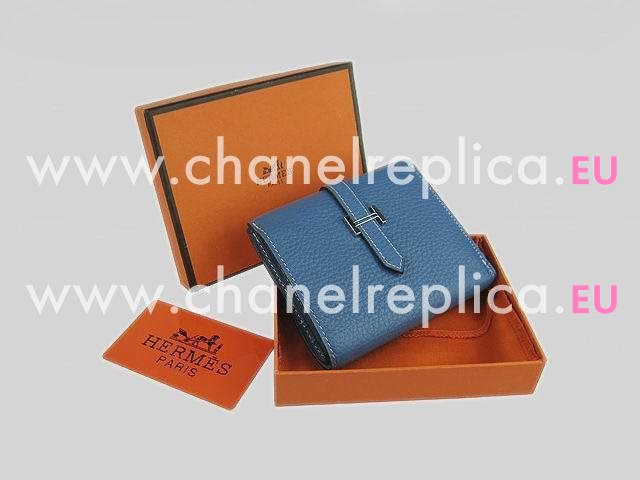 Hermes Classic Clemence Leather Purse Medium Blue H0006C