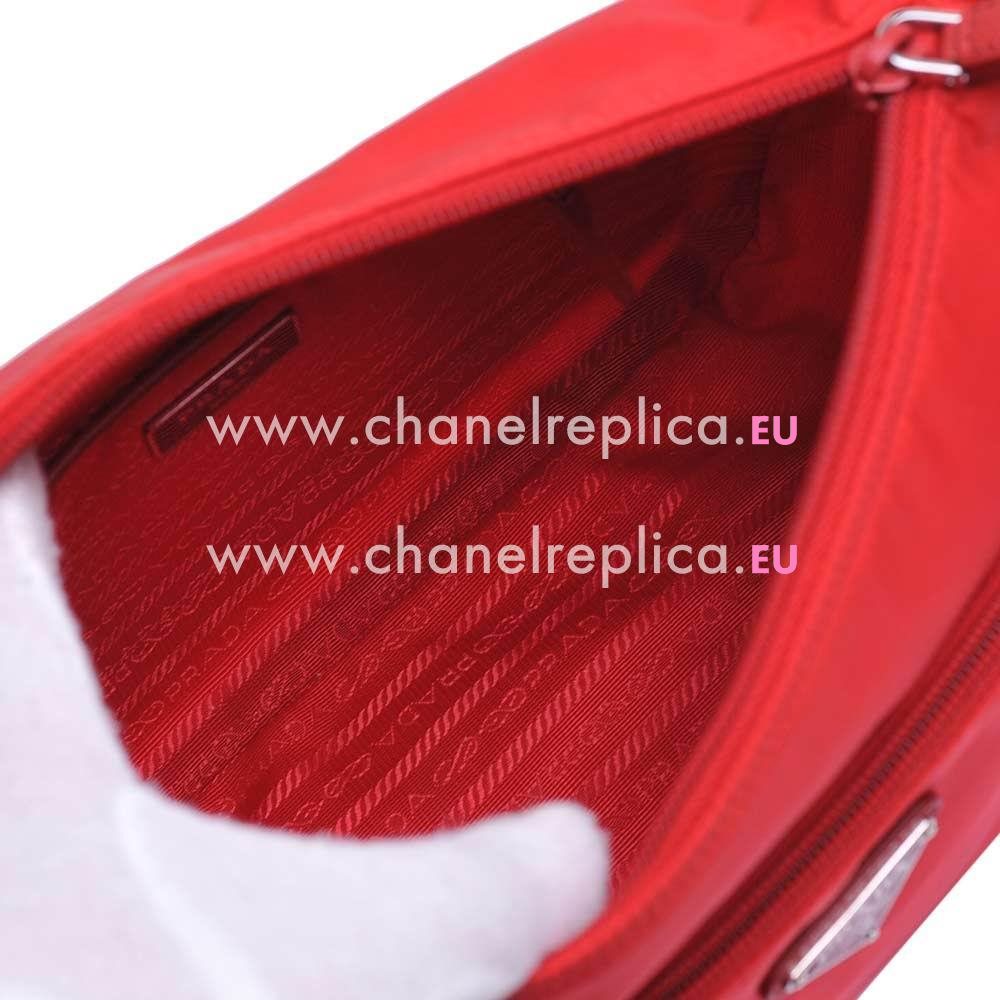 Prada Classic Triangle Logo Scratch Resistant Calfskin Bag Red P6111605