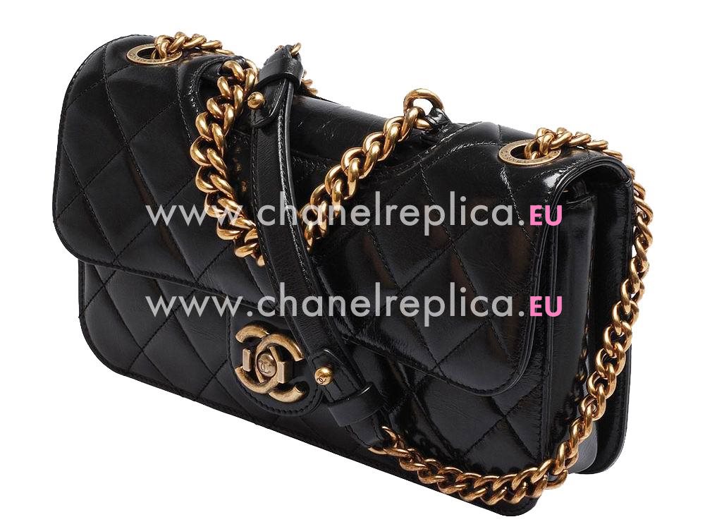 Chanel Bombay Perfect Edge Cowhide Anti-Gold Handware Bag Black A551673