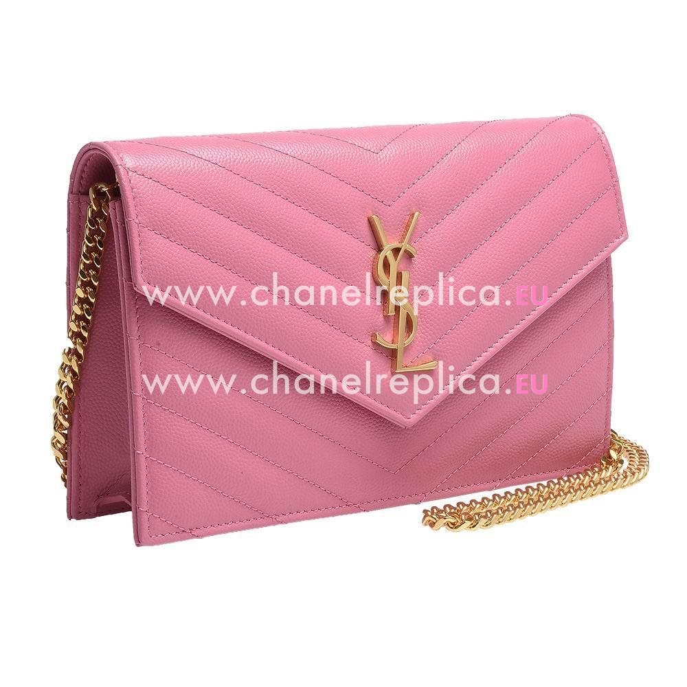 YSL Saint Laurent Monogram YSL Logo Caviar Calfskin Bag Pink Y6113009