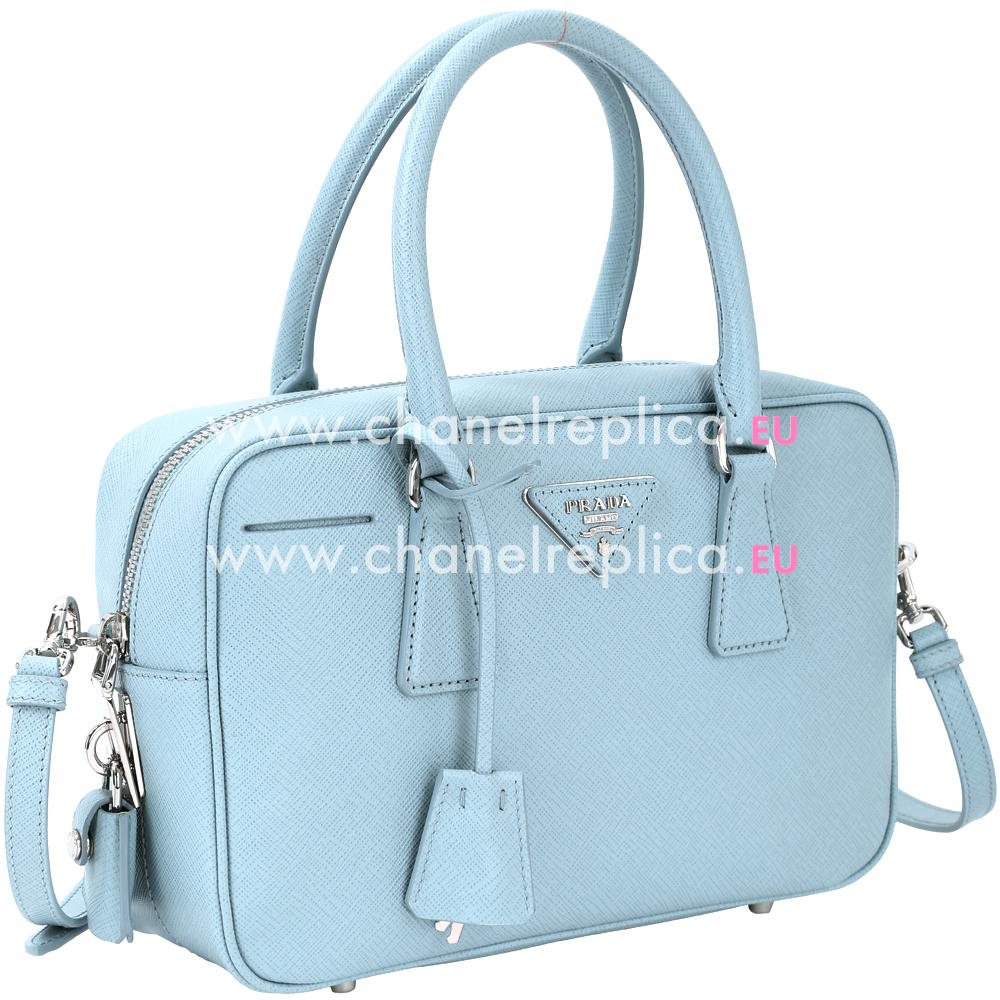 Prada Saffiano Lux Triangle Logo HandBag Light Blue PR8043DC