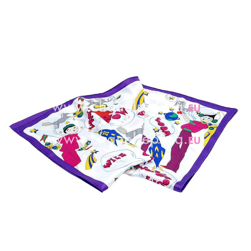 Hermes Un Week-End Dans IEspace Silk Scarf Purple H6102837