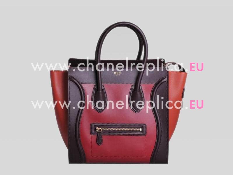 Celine Calfskin Nano Luggage In Coffee/Hot Pink CE473818