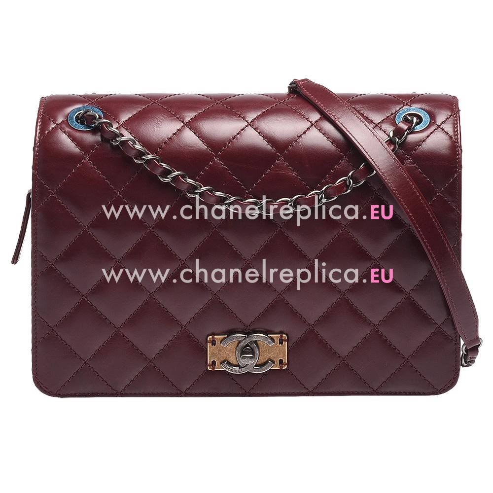 Chanel Lambskin Reissue Anti-silver Shouldbag Dark Red A70413E