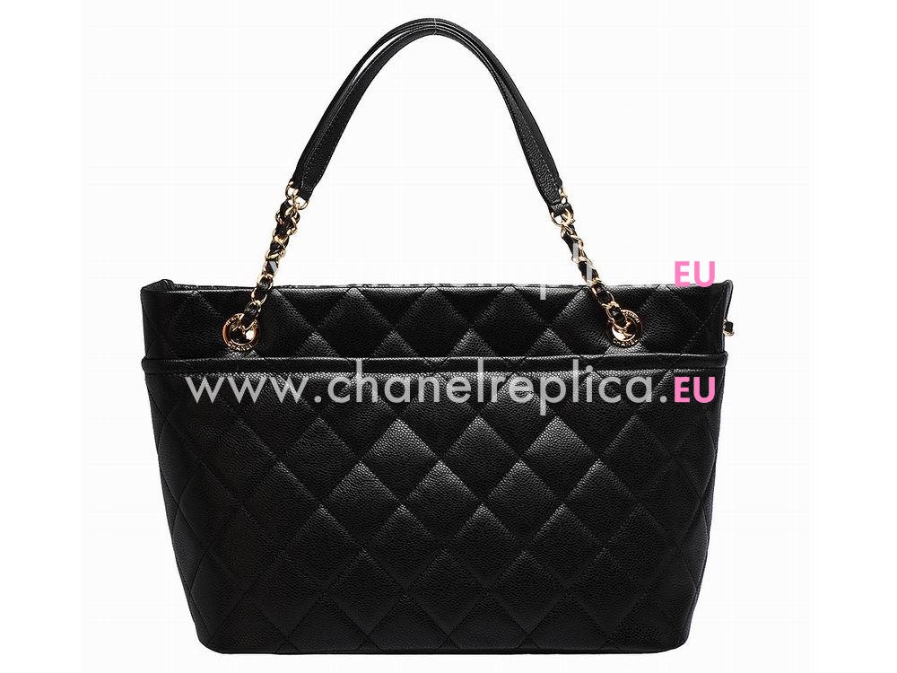 Chanel Classic Cambon Caviar Cowhide Bag Gold Chain Black A553106