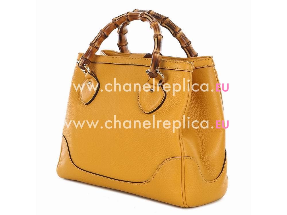 Gucci Bamboo Calfskin Handle Bag In Yellow G308360