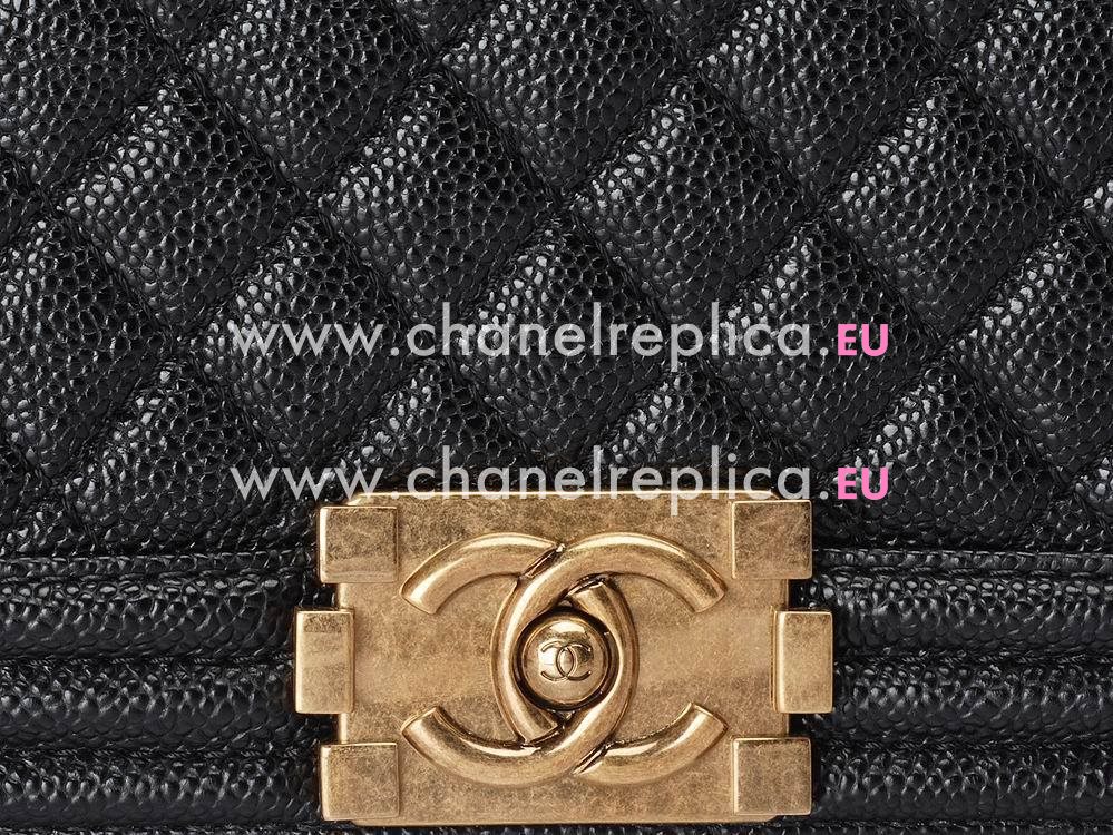 Chanel Caviar Anti-Gold Chain 28cm Boy Bag Black A53654