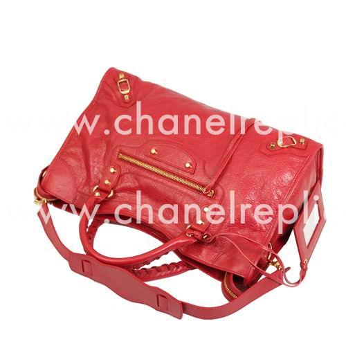 Balenciage City Lambskin Gold hardware Classic Bag Rose Red B2055010