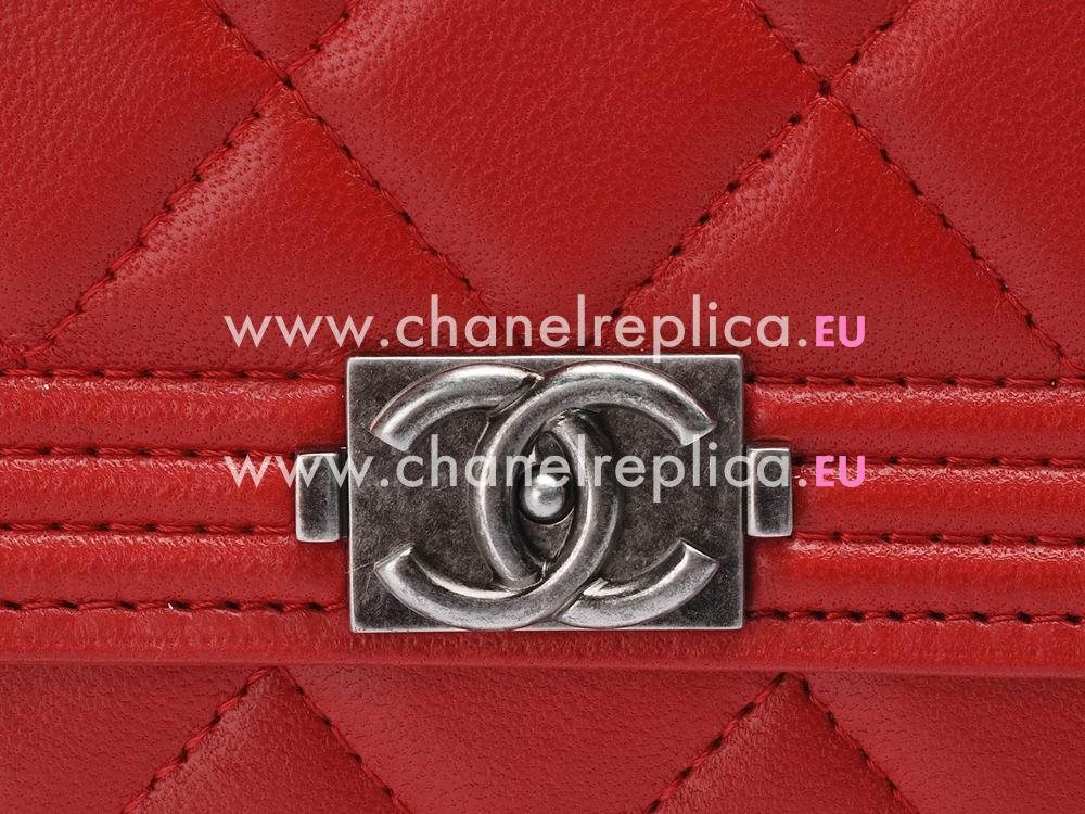 Chanel Lambskin Boy Woc Bag Anti-silver Chain Red A522388